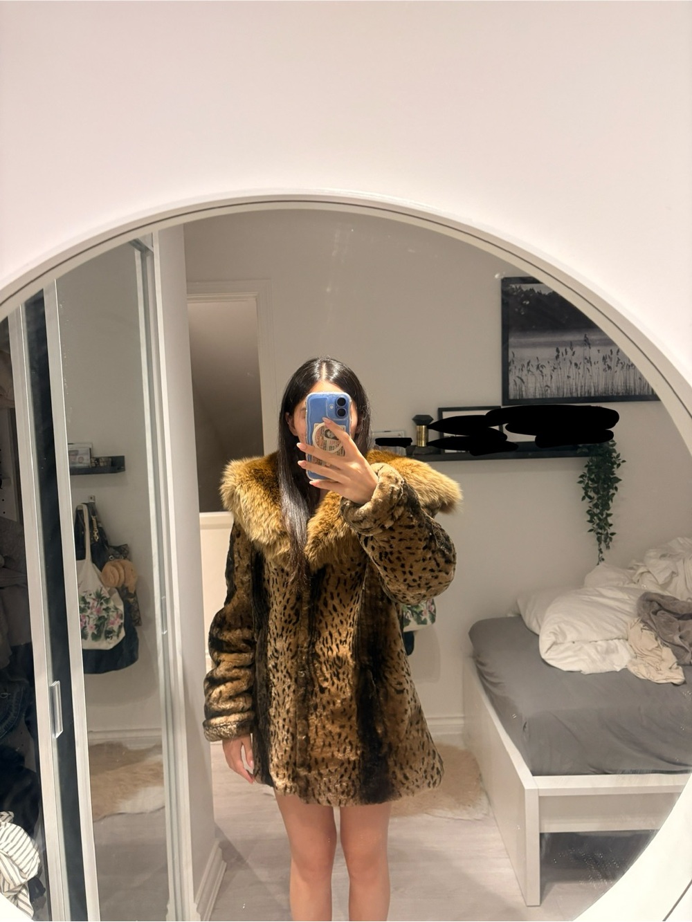 Vintage Plush Real Fur Hooded Coat in Brown - Picture 2 of 8